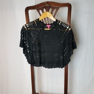 Takeout Girls Knit Cape Black Sweater in Large